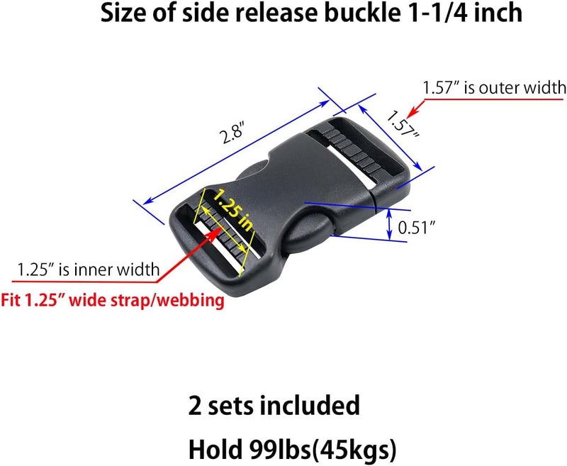 Baitoo Side Release Buckles Heavy Duty Plastic Buckle Snap Clips Clasps Backpack Buckle Replacement for Strap - Image 2